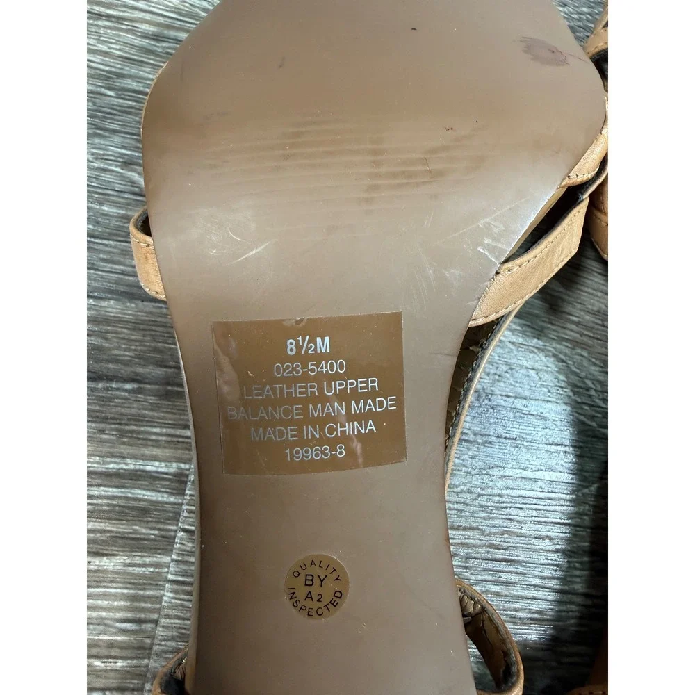 Worthington Tan Leather Woven Slingback Heels Size 8.5M - See Inside Peeling 90s